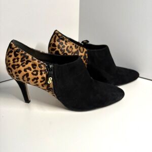 Cole Haan Women's Raquel Suede Calf-Hair Animal Print Ankle Bootie‎ Size 10